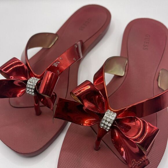 GUESS Women's Tutu Flip‎ Flip Sandal Size 8 Red Flaw - Picture 1 of 5